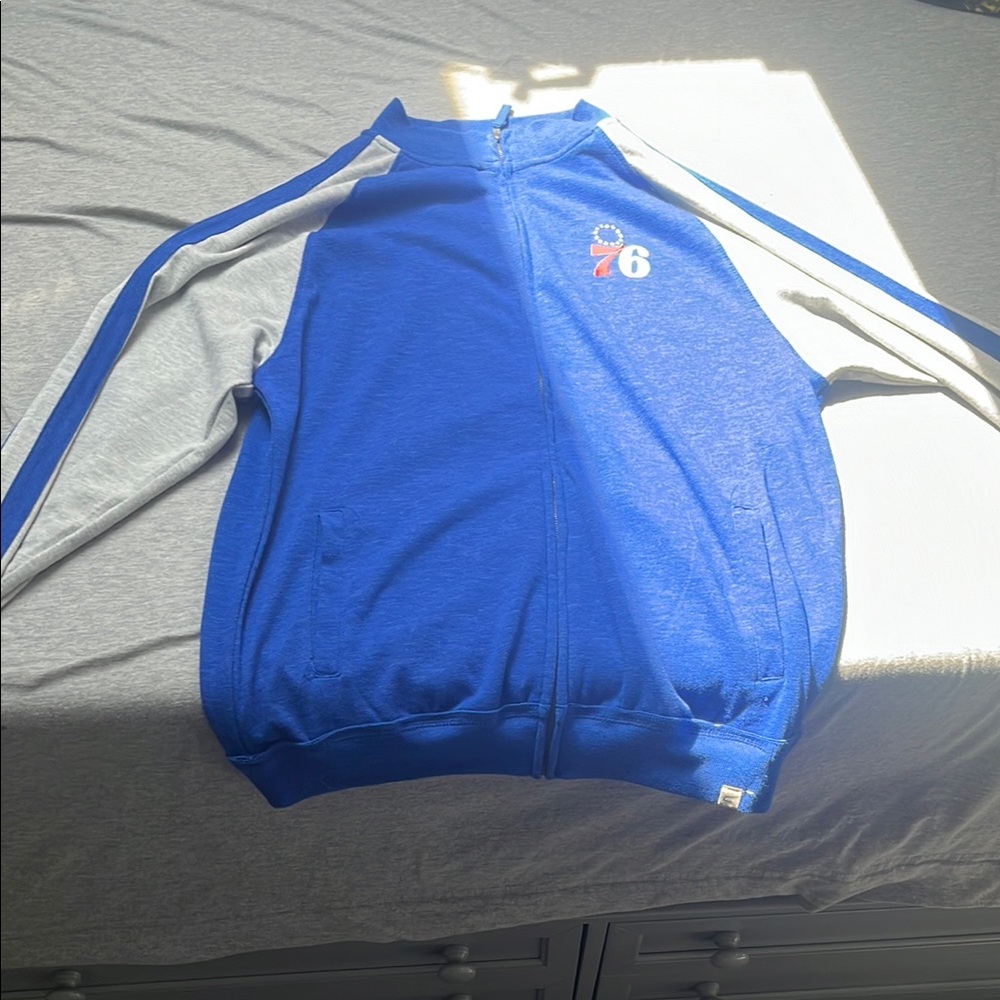 Blue and Gray Zip-Up Jacket